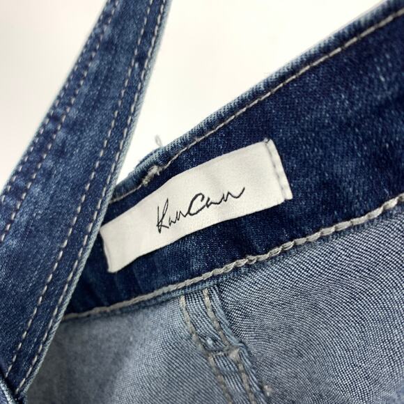 KanCan Shortall Cross Back Womens Size Large Overall Shorts Distressed Denim - Picture 6 of 7